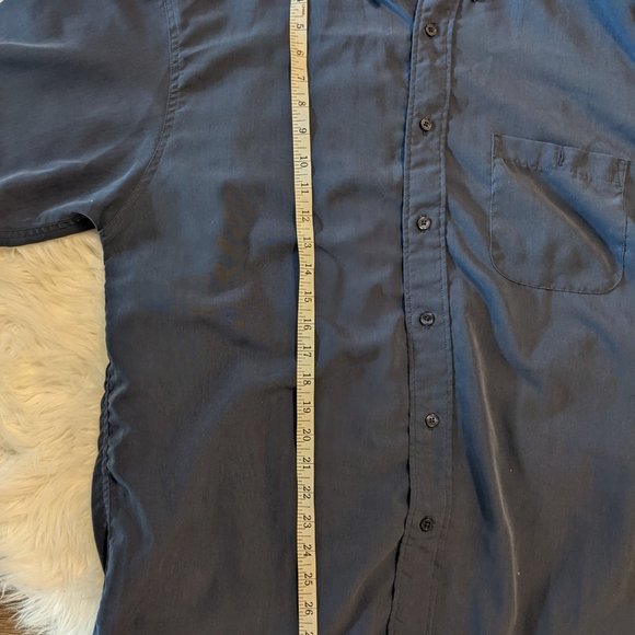 Mens - Short Sleeve Button up Shirt - Navy Blue - Size Medium - Picture 5 of 5